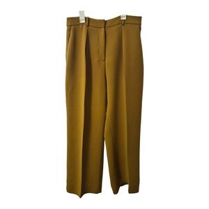 The Fold London Mustard Wide Leg Trousers High Waist‎ Lined Women's Size 14